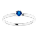 Platinum 3 mm Lab-Grown Blue Sapphire Ring
