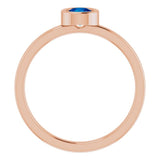 14K Rose 4.5 mm Natural Blue Sapphire Ring