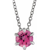 Sterling Silver 4 mm Natural Pink Tourmaline Solitaire 16-18