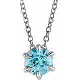 Sterling Silver 6 mm Natural Aquamarine Solitaire 16-18