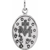 14K White 26x18 mm Oval Miraculous Medal