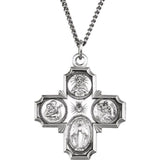 Sterling Silver 30x29 mm Four-Way Cross Medal 24