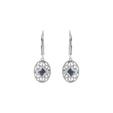 Sterling Silver Natural Blue Sapphire Lever Back Earrings