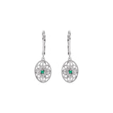 Sterling Silver Natural Emerald Lever Back Earrings