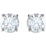 Sterling Silver 7 mm Imitation White Cubic Zirconia Stud Earrings