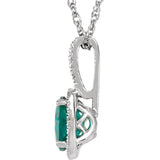 Sterling Silver 7 mm Lab-Grown Emerald & .015 CTW Natural Diamond 18