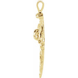 18K Yellow Nail Design Cross Pendant