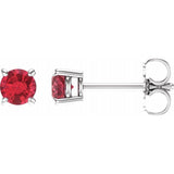 14K White 4 mm Natural Ruby Stud Earrings