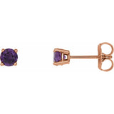 14K Rose 4 mm Natural Amethyst Earrings