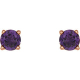 14K Rose 4 mm Natural Amethyst Earrings