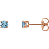 14K Rose 4 mm Natural Aquamarine Earrings