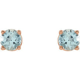 14K Rose 4 mm Natural Aquamarine Earrings