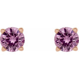 14K Rose Gold 4 mm Natural Pink Sapphire Earrings