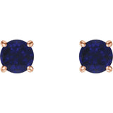 14K Rose 5 mm Natural Blue Sapphire Stud Earrings