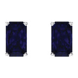 14K White Lab-Grown Blue Sapphire Earrings