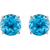 14K White Gold 5 mm Natural Swiss Blue Topaz Earrings
