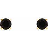 14K Yellow 4 mm Natural Black Onyx Stud Earrings