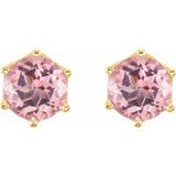 14K Yellow Natural Pink Morganite Earrings