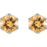14K White Natural Citrine Earrings