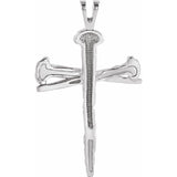 Sterling Silver Nail Design Cross Pendant