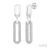 1/10 Ctw Round Cut Diamond Paperclip Earrings in Sterling Silver