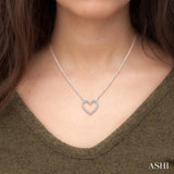 1/10 Ctw Round Cut Diamond Heart Pendant With Paperclip Chain in Sterling Silver