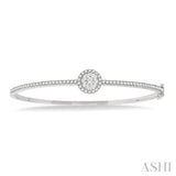 1 Ctw Circular Lovebright Round Cut Diamond Stackable Bangle in 14K White Gold