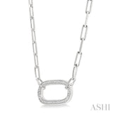 1/10 Ctw Round Cut Diamond Paperclip Pendant With Chain in Sterling Silver