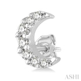 1/10 Ctw Crescent Moon Round Cut Diamond Petite Fashion Earrings in 10K White Gold