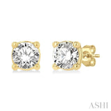 1/3 Ctw Round Cut Diamond Stud Earrings in 14K Yellow Gold