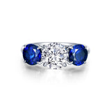 Fancy Lab-Grown Sapphire Three-Stone Ring