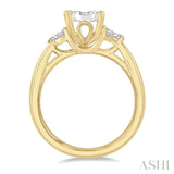 3/4 Ctw Oval Shape Lovebright Pear and Round Cut Diamond Engagement Ring in 14K Yellow and White gold
