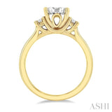 5/8 Ctw Oval Shape Lovebright Round Cut Diamond Engagement Ring in 14K Yellow and White gold
