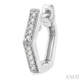 1/8 Ctw Petite Hexagon Round Cut Diamond Fashion Huggies in 10K White Gold