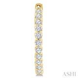 1 Ctw Inside-Out Round Cut Diamond Hoop Earrings in 14K Yellow Gold