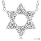 1/10 Ctw Petite Star of David Round Cut Diamond Fashion Pendant With Chain in 10K White Gold
