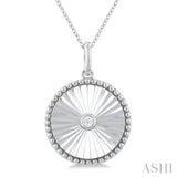 1/20 Ctw Round fluted medallion Round Cut Diamond Pirouette Pendant With Chain in Sterling Silver