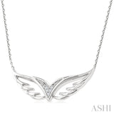 1/50 Ctw Angel Wing Round Cut Diamond Fashion Pendant With Chain in Sterling Silver