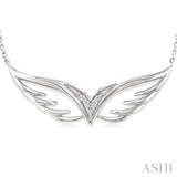 1/50 Ctw Angel Wing Round Cut Diamond Fashion Pendant With Chain in Sterling Silver