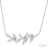 1/20 Ctw Olive Leaf Round Cut Diamond Pendant With Chain in Sterling Silver