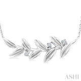 1/20 Ctw Olive Leaf Round Cut Diamond Pendant With Chain in Sterling Silver