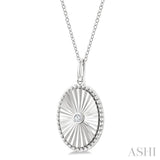 1/20 Ctw Oval fluted medallion Round Cut Diamond Pirouette Pendant With Chain in Sterling Silver