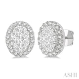 1/2 ctw Oval Shape Lovebright Round Cut Diamond Stud Earrings in 14K White Gold