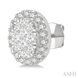 1/2 ctw Oval Shape Lovebright Round Cut Diamond Stud Earrings in 14K White Gold