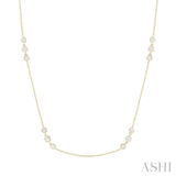 1 1/2 Ctw Three Stone Bezel Set Round Cut Diamond Station Necklace in 14K Yellow Gold