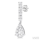 5/8 Ctw Pear Drop Round Cut Diamond Earring in 14K White Gold