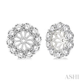 1 Ctw Round Cut Diamond Earrings Jacket in 14K White Gold