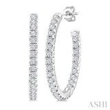 3/4 Ctw French Pave Set Round Cut Diamond Fashion Half Hoop Earring in 14K White Gold