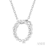 1/10 Ctw Circle Round Cut Diamond Pendant With Chain in Sterling Silver