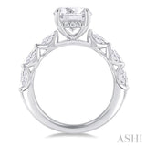 3/4 Ctw Round Shape Marquise and Round Cut Diamond Semi Mount Engagement Ring in 14K White Gold